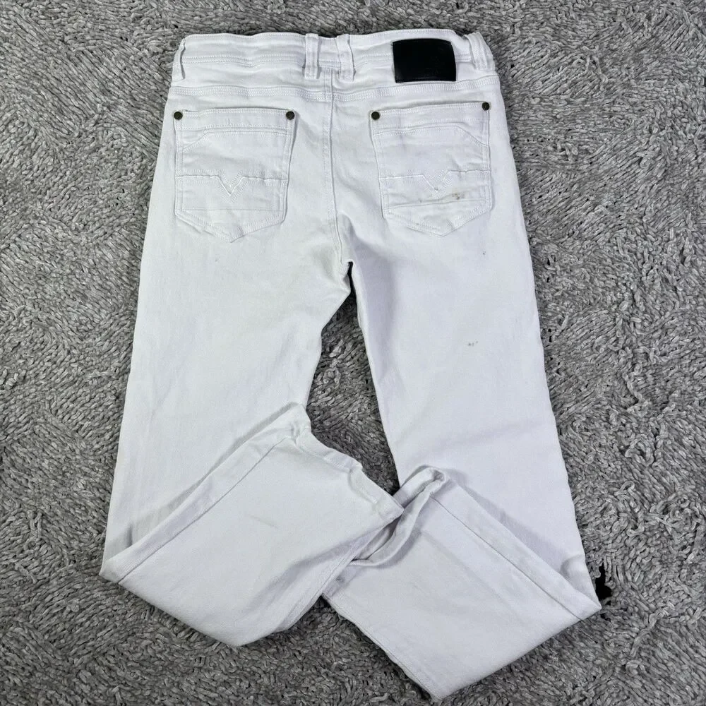 Platini Boot Cut Jeans Mens 32x30 White Denim Preppy Designer Stretch Flex Party